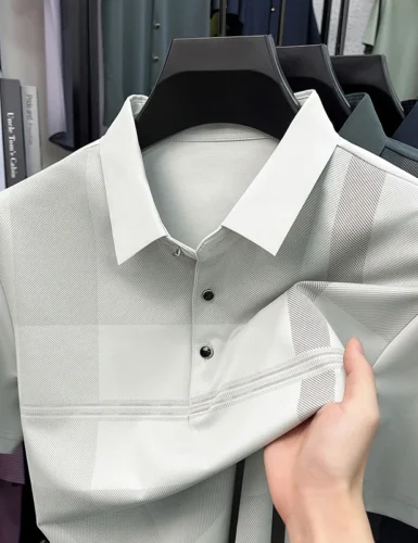 Men's Ice Silk Jacquard Short Sleeve T-Shirt