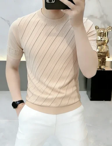 Men's Ice Silk Short Sleeve Knit T-Shirt