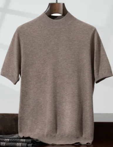 Men's Half Turtleneck Short Sleeve Knit Sweater